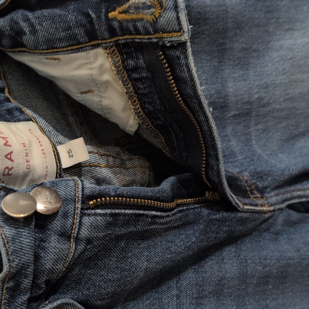 Frame| Blue Denim Slender Straight Jeans With Pockets Cotton Blend - Picture 5 of 14